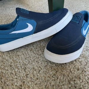 Nike SB Janoski Blue & White Canvas Slip-On Skate Shoes